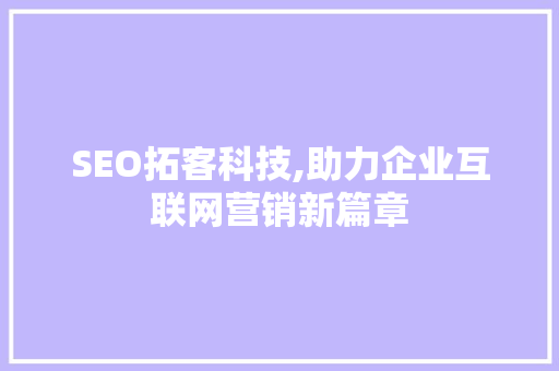 SEO拓客科技,助力企业互联网营销新篇章