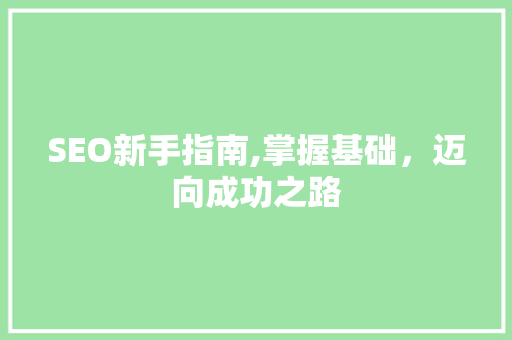 SEO新手指南,掌握基础，迈向成功之路