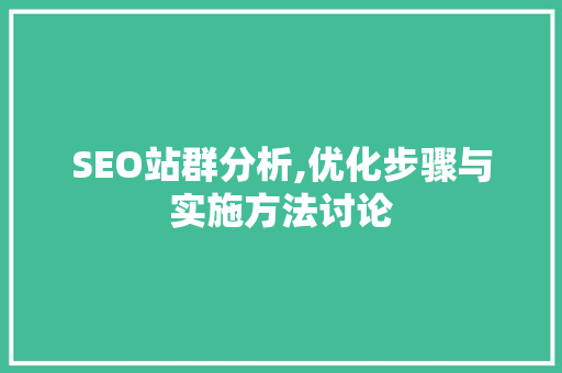 SEO站群分析,优化步骤与实施方法讨论  第1张