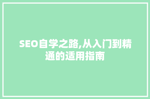 SEO自学之路,从入门到精通的适用指南