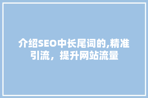 介绍SEO中长尾词的,精准引流，提升网站流量