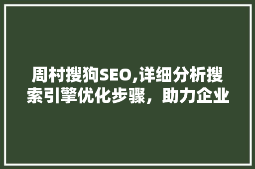 周村搜狗SEO,详细分析搜索引擎优化步骤，助力企业提升网络竞争力