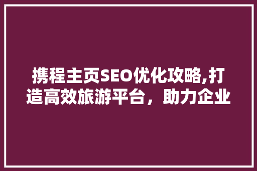 携程主页SEO优化攻略,打造高效旅游平台，助力企业脱颖而出