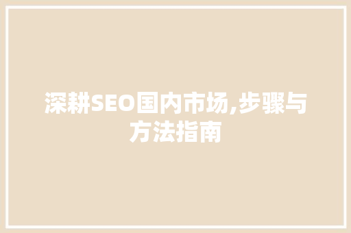 深耕SEO国内市场,步骤与方法指南