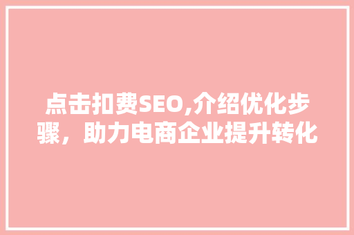 点击扣费SEO,介绍优化步骤，助力电商企业提升转化率