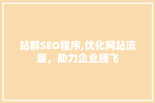站群SEO程序,优化网站流量，助力企业腾飞