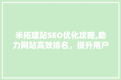 米拓建站SEO优化攻略,助力网站高效排名，提升用户体验