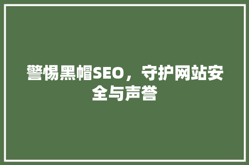 警惕黑帽SEO，守护网站安全与声誉