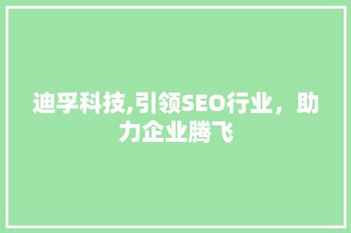 迪孚科技,引领SEO行业，助力企业腾飞