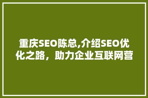 重庆SEO陈总,介绍SEO优化之路，助力企业互联网营销腾飞