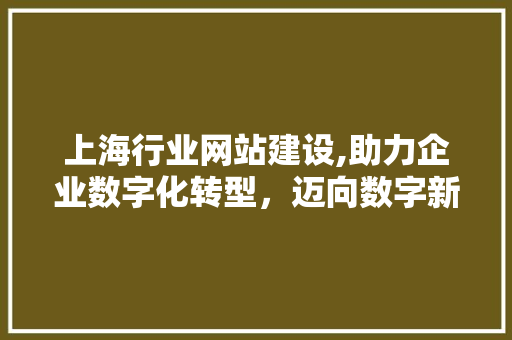 上海行业网站建设,助力企业数字化转型，迈向数字新时代