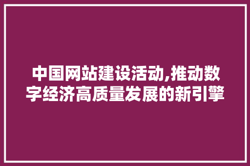 中国网站建设活动,推动数字经济高质量发展的新引擎