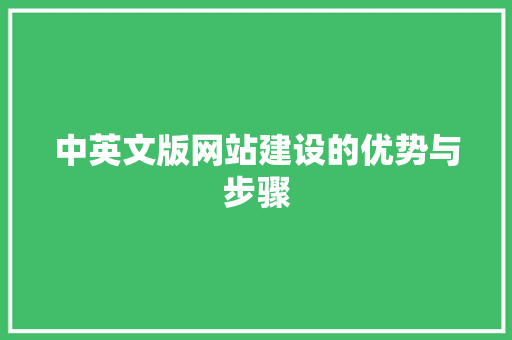 中英文版网站建设的优势与步骤