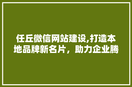 任丘微信网站建设,打造本地品牌新名片，助力企业腾飞