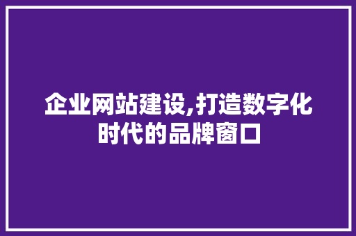 企业网站建设,打造数字化时代的品牌窗口