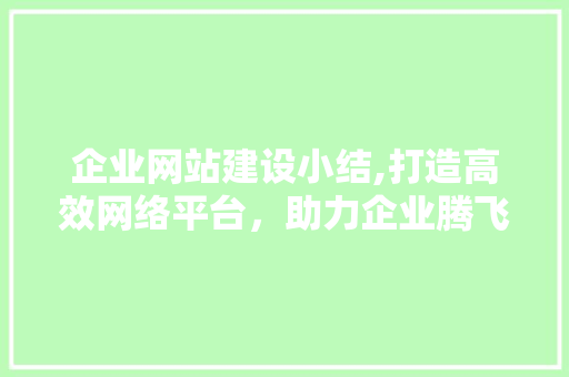 企业网站建设小结,打造高效网络平台，助力企业腾飞