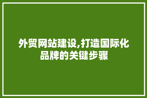 外贸网站建设,打造国际化品牌的关键步骤