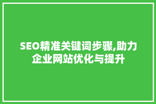 SEO精准关键词步骤,助力企业网站优化与提升