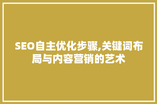 SEO自主优化步骤,关键词布局与内容营销的艺术