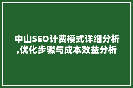 中山SEO计费模式详细分析,优化步骤与成本效益分析
