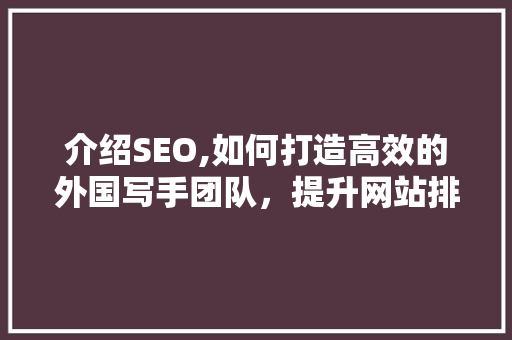 介绍SEO,如何打造高效的外国写手团队，提升网站排名