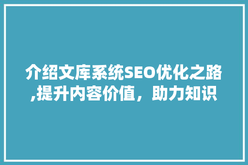 介绍文库系统SEO优化之路,提升内容价值，助力知识传播