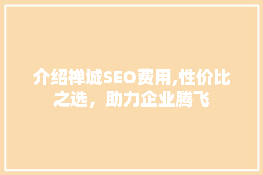 介绍禅城SEO费用,性价比之选，助力企业腾飞