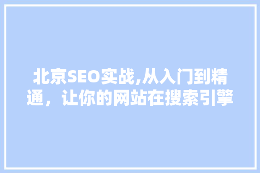 北京SEO实战,从入门到精通，让你的网站在搜索引擎中脱颖而出