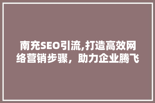 南充SEO引流,打造高效网络营销步骤，助力企业腾飞