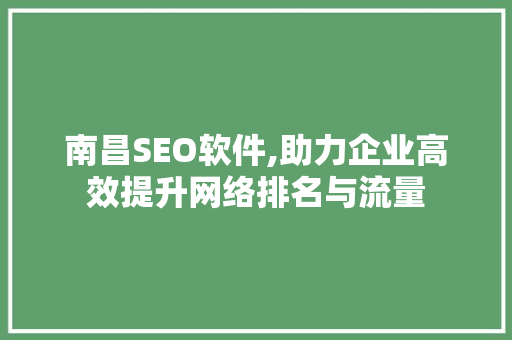 南昌SEO软件,助力企业高效提升网络排名与流量  第1张
