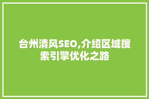 台州清风SEO,介绍区域搜索引擎优化之路
