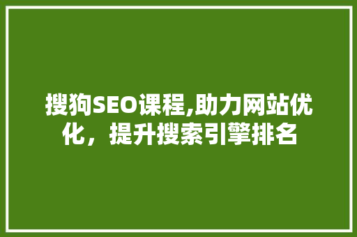 搜狗SEO课程,助力网站优化，提升搜索引擎排名