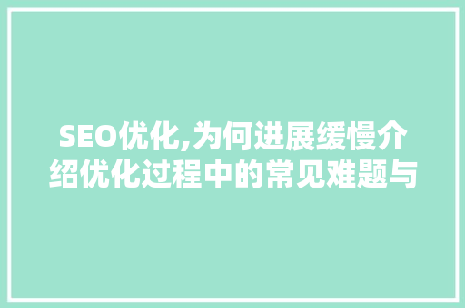 SEO优化,为何进展缓慢介绍优化过程中的常见难题与应对步骤  第1张
