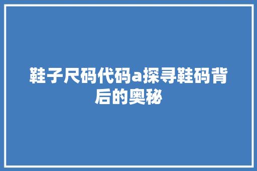 鞋子尺码代码a探寻鞋码背后的奥秘