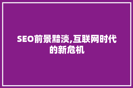 SEO前景黯淡,互联网时代的新危机