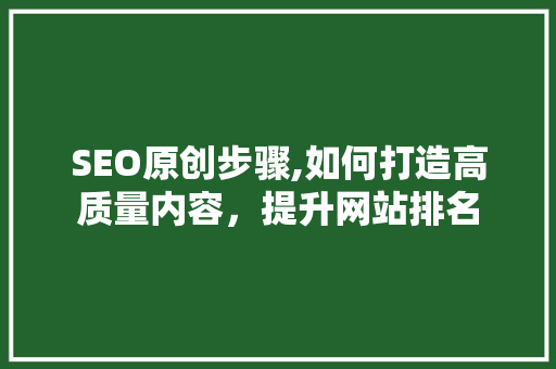 SEO原创步骤,如何打造高质量内容，提升网站排名