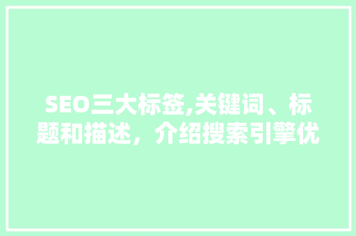 SEO三大标签,关键词、标题和描述，介绍搜索引擎优化之路
