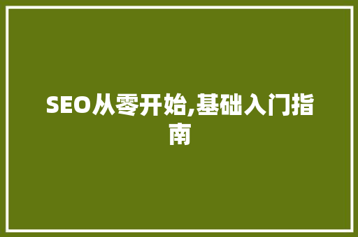 SEO从零开始,基础入门指南