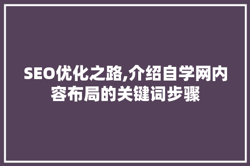 SEO优化之路,介绍自学网内容布局的关键词步骤