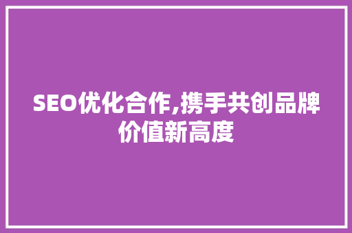 SEO优化合作,携手共创品牌价值新高度