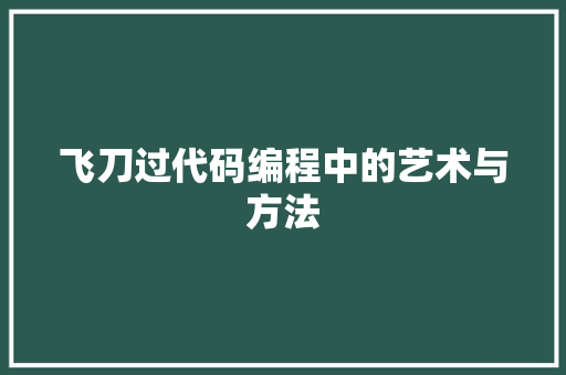 飞刀过代码编程中的艺术与方法