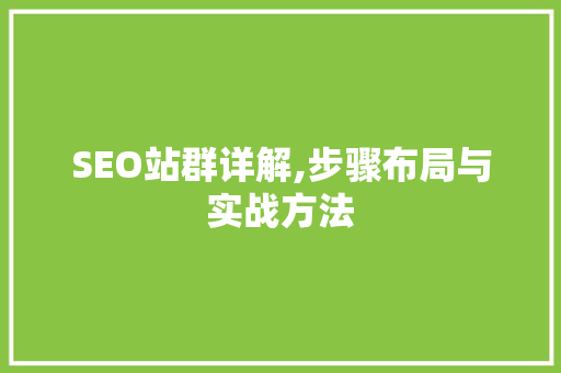SEO站群详解,步骤布局与实战方法