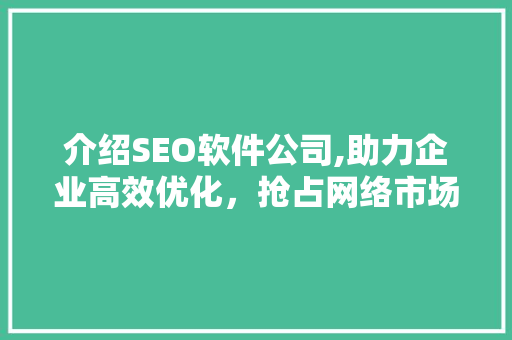 介绍SEO软件公司,助力企业高效优化，抢占网络市场制高点