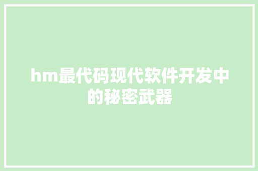 hm最代码现代软件开发中的秘密武器  第1张