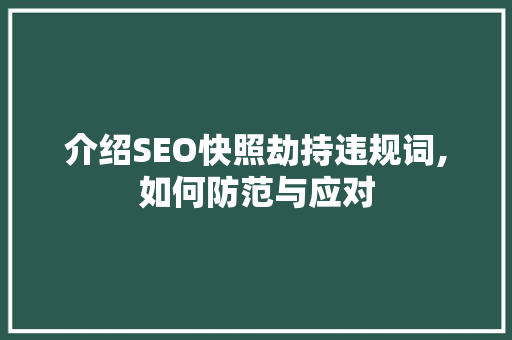 介绍SEO快照劫持违规词,如何防范与应对