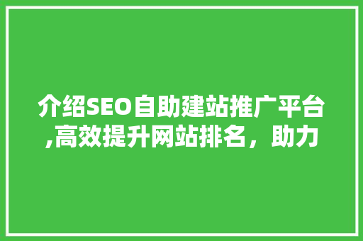 介绍SEO自助建站推广平台,高效提升网站排名，助力企业腾飞