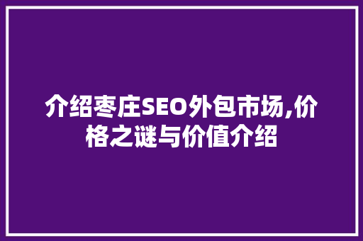 介绍枣庄SEO外包市场,价格之谜与价值介绍