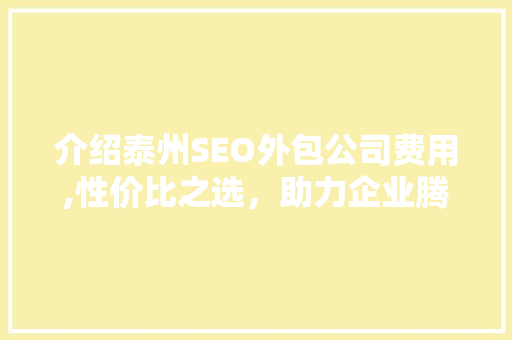 介绍泰州SEO外包公司费用,性价比之选，助力企业腾飞  第1张