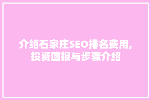 介绍石家庄SEO排名费用,投资回报与步骤介绍