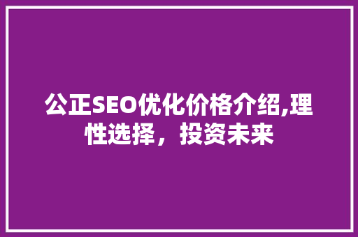 公正SEO优化价格介绍,理性选择，投资未来